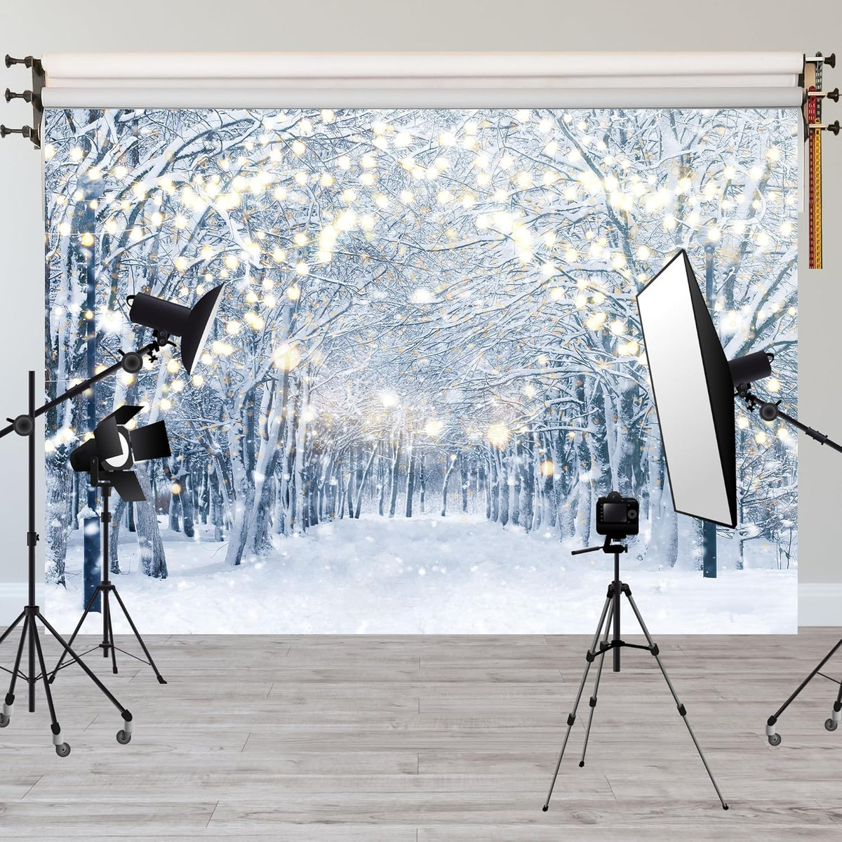 8x6FT Winter Snowy Scene Photography Backdrop Winter Wonderland Landscape Snowflake Tree Snowy