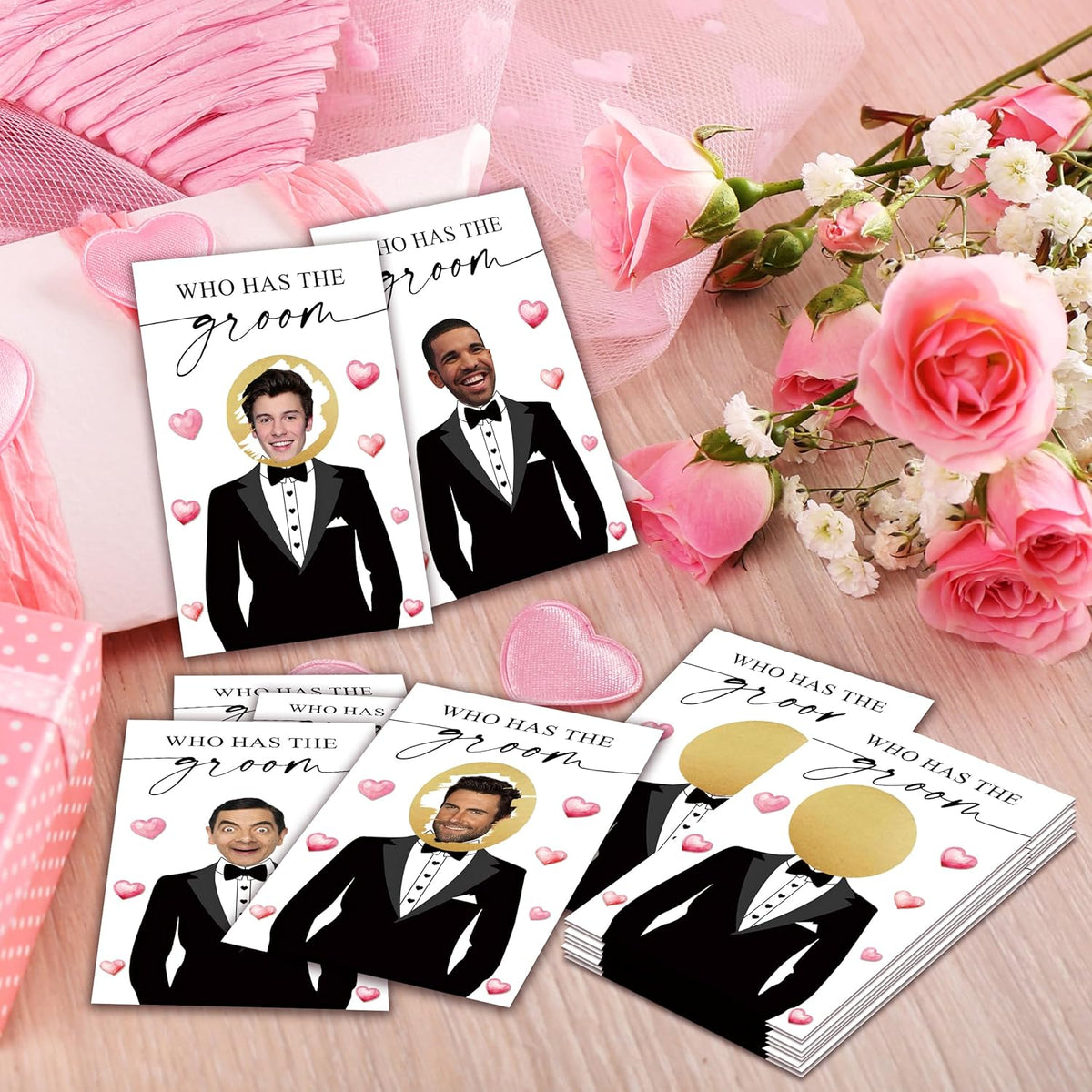 Who Has The Groom Birdal Shower Scratch Off Games, 41Pcs Cute Wedding Shower Scratch Off Games