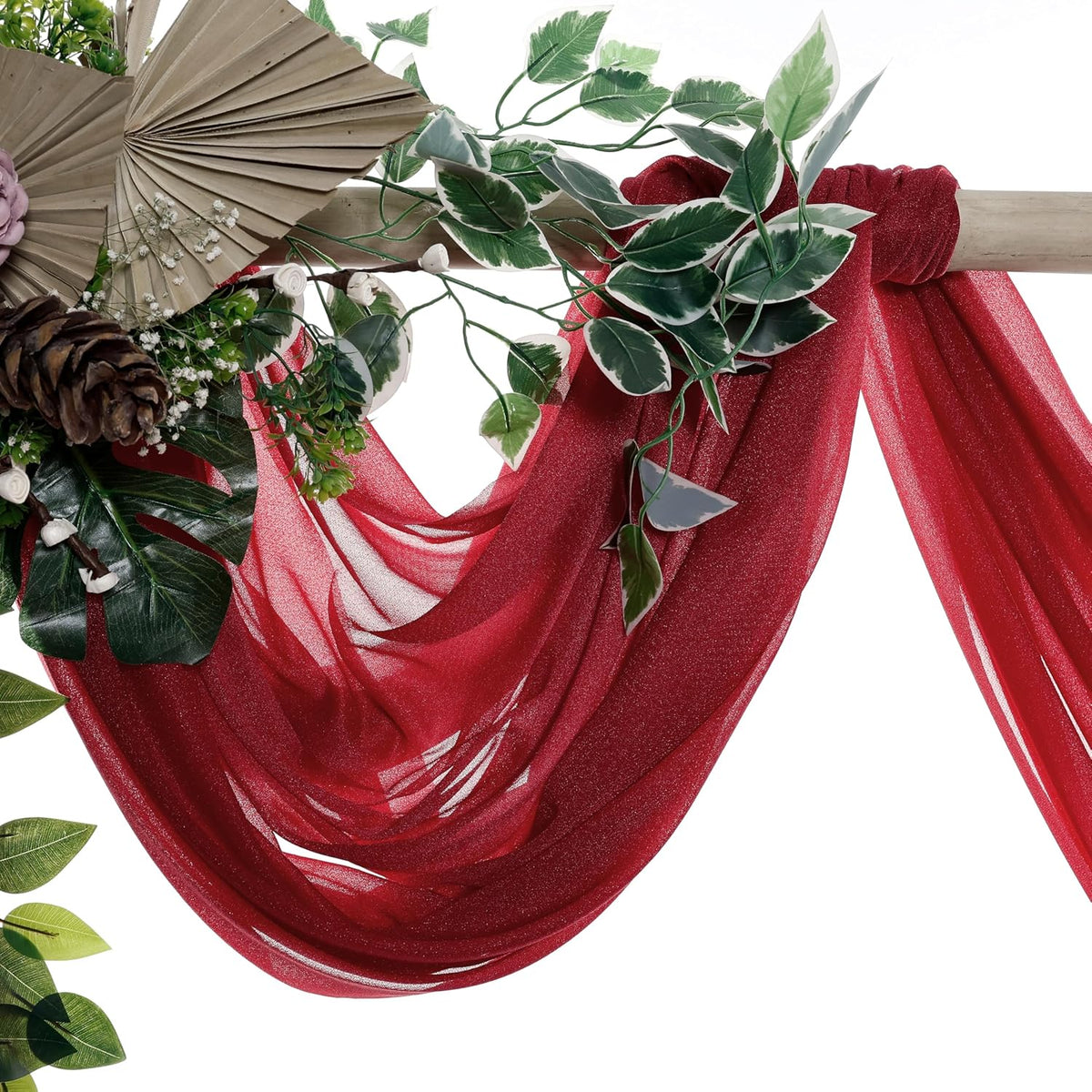 VDS Pack of 1 Panel (30 Inch X 40 Feet) Wedding Arch Draping Fabric Sheer Chiffon Fabric Drapery