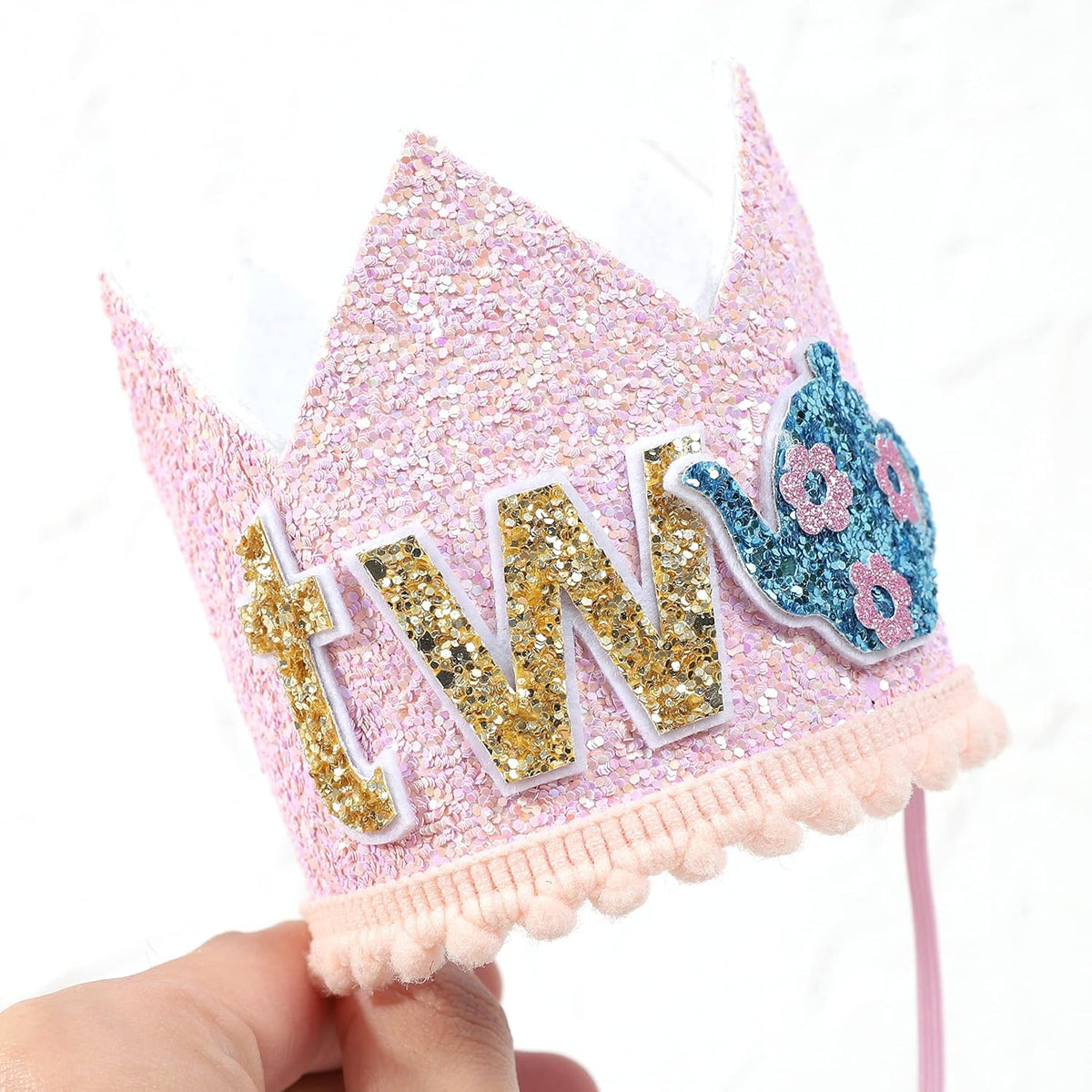 WAUAO Alice in Wonderland Tea Party Decorations - Birthday Crown/Hat, Girl's 2nd Birthday Pink