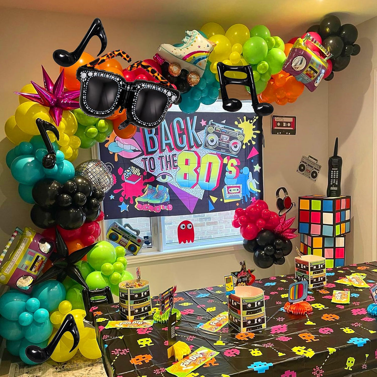 90s 80s Disco Theme Party Decorations, 171Pcs Balloon Arch Kit with Retro Disco Ball Radio Glasses