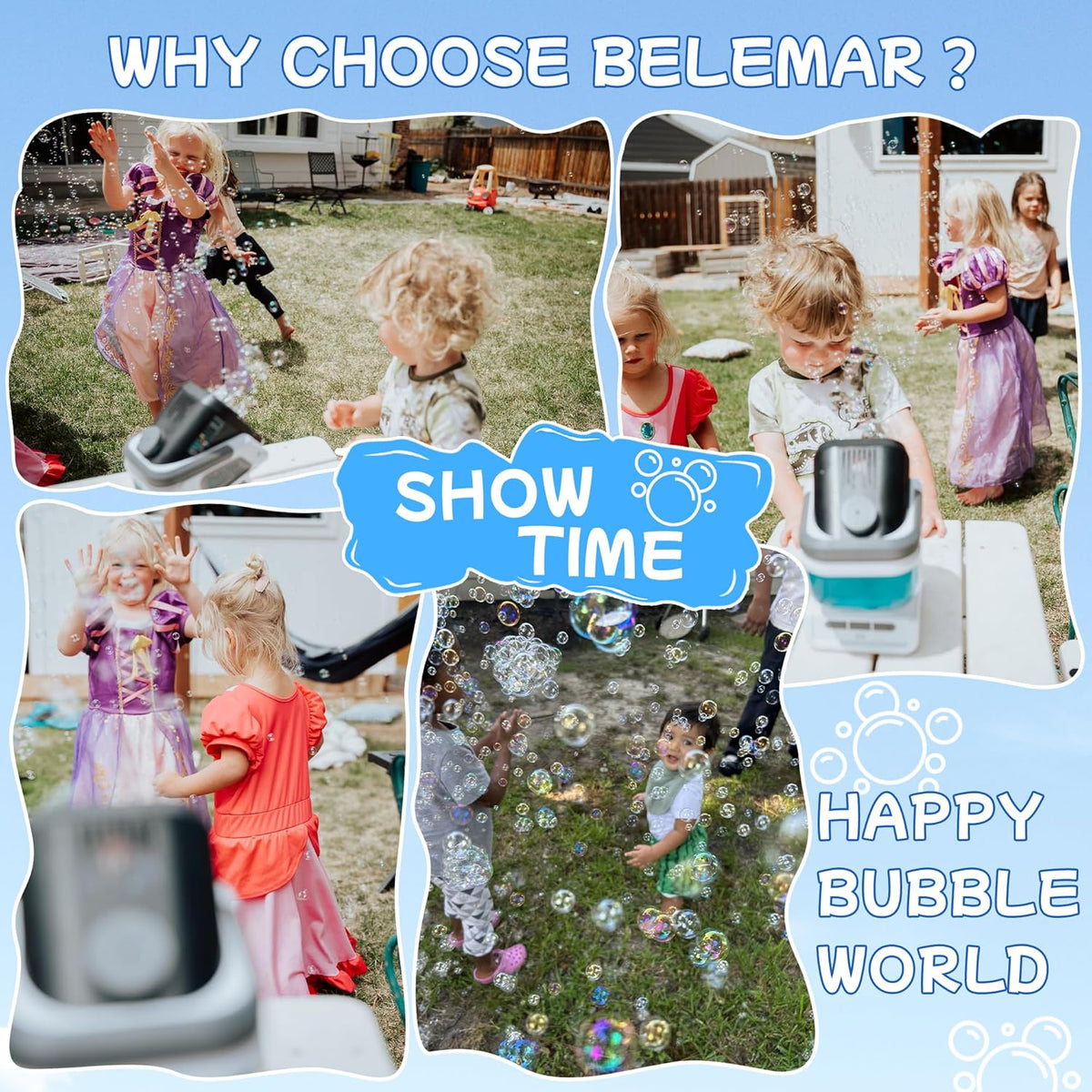 2025 Upgraded Bubble Machine with Remote Control, Automatic Rotation & RGB Lights, 1800mAh