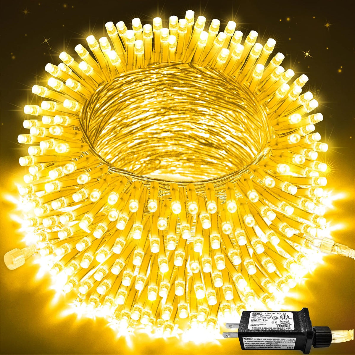 JMEXSUSS Connectable Warm White Christmas Lights Indoor Outdoor, 91.5ft 250 LED Christmas String