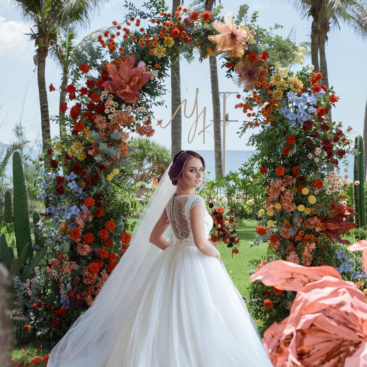 Wokceer Wedding Arch Backdrop Stand 8 FT Metal Backdrop Arch Stand for Wedding Ceremony Birthday