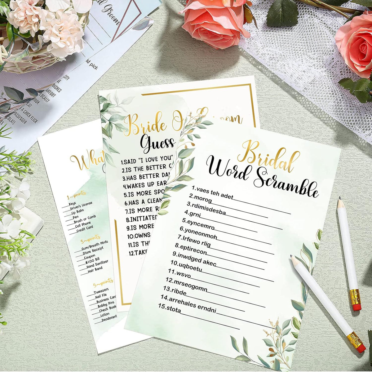 Teling 145 Pieces Bridal Shower Game Bridal Shower Favors Set Wedding Games Cards and Pencils for