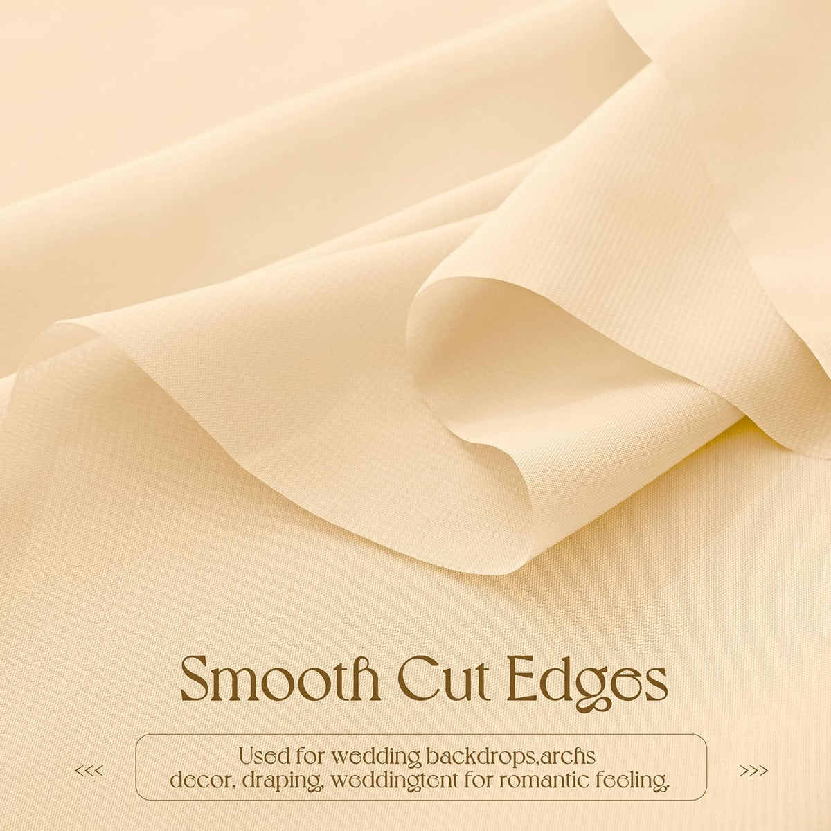 VACVELT Wedding Arch Draping Fabric Champagne Chiffon, 1 Panel Sheer Drapes 30 Inch x 20ft Chiffon