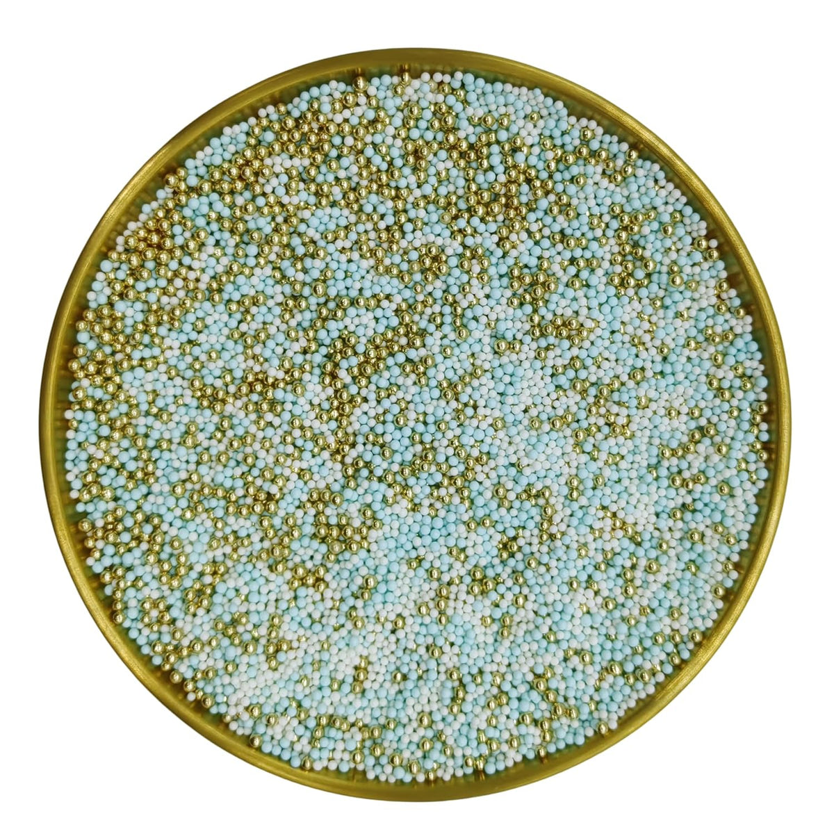 Edible Blue & White & Super Gold Pearl Sugar Sprinkles Candy 2mm Mini Pearls Cake Decorations