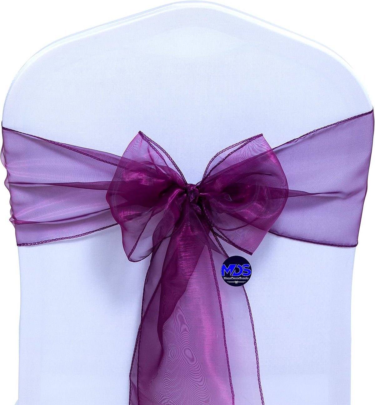 MDS Pack of 200 PCS Organza Chair Sashes Wider Dining Chair Bows Ribbon Tie Back for Wedding Party