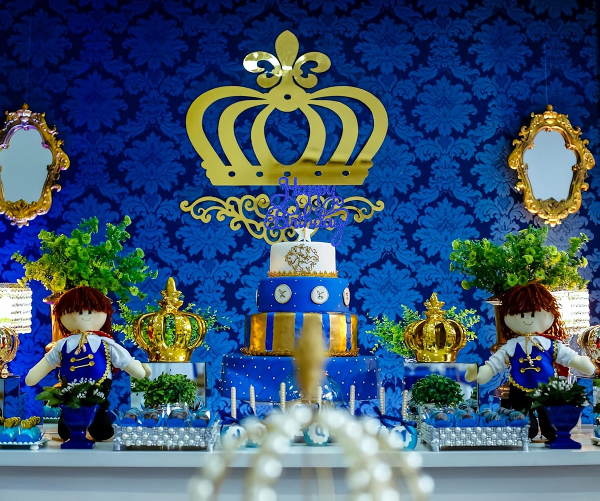 Happy Birthday Cake Topper - Royal Blue Glitter Birthday Party Cake Decoration Supplies - Happy