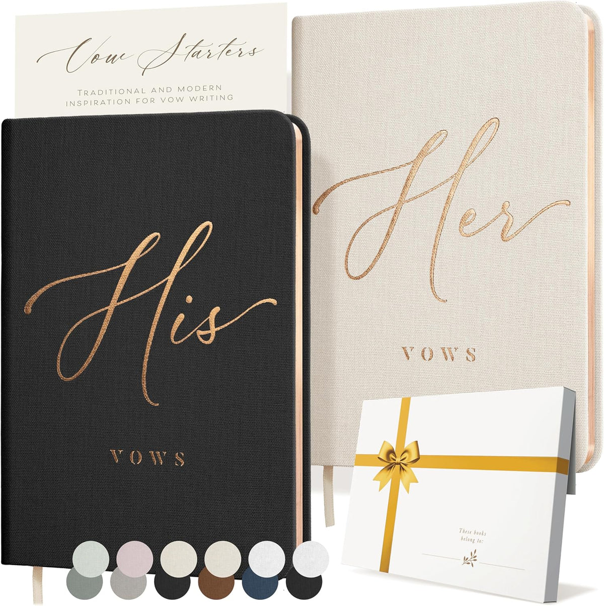 ARTESORI Vow Books His and Hers - Linen Wedding Vow Books Perfect as Bride & Groom Gifts, Wedding