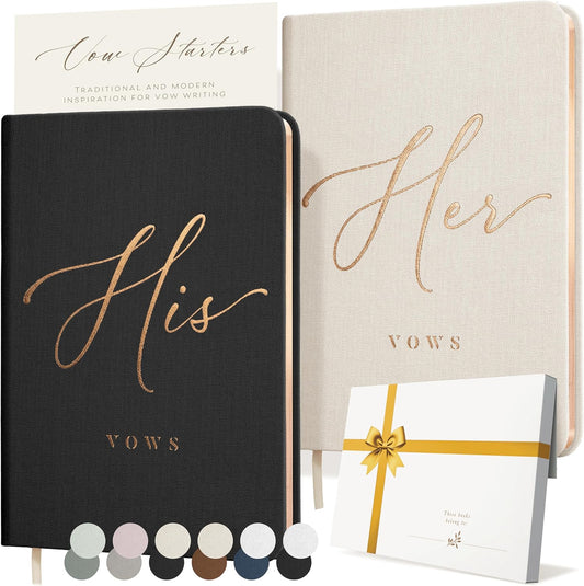 ARTESORI Vow Books His and Hers - Linen Wedding Vow Books Perfect as Bride & Groom Gifts, Wedding