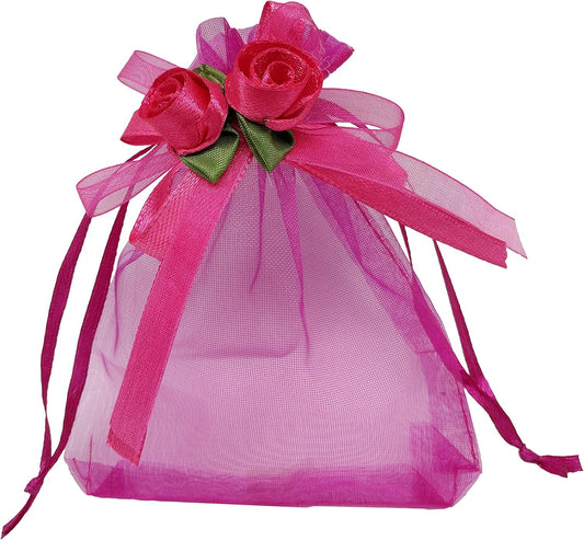 Ankirol 50pcs Sheer Organza Favor Bags For Wedding 3.8x4.8'' Gift Bags Samples Display Drawstring