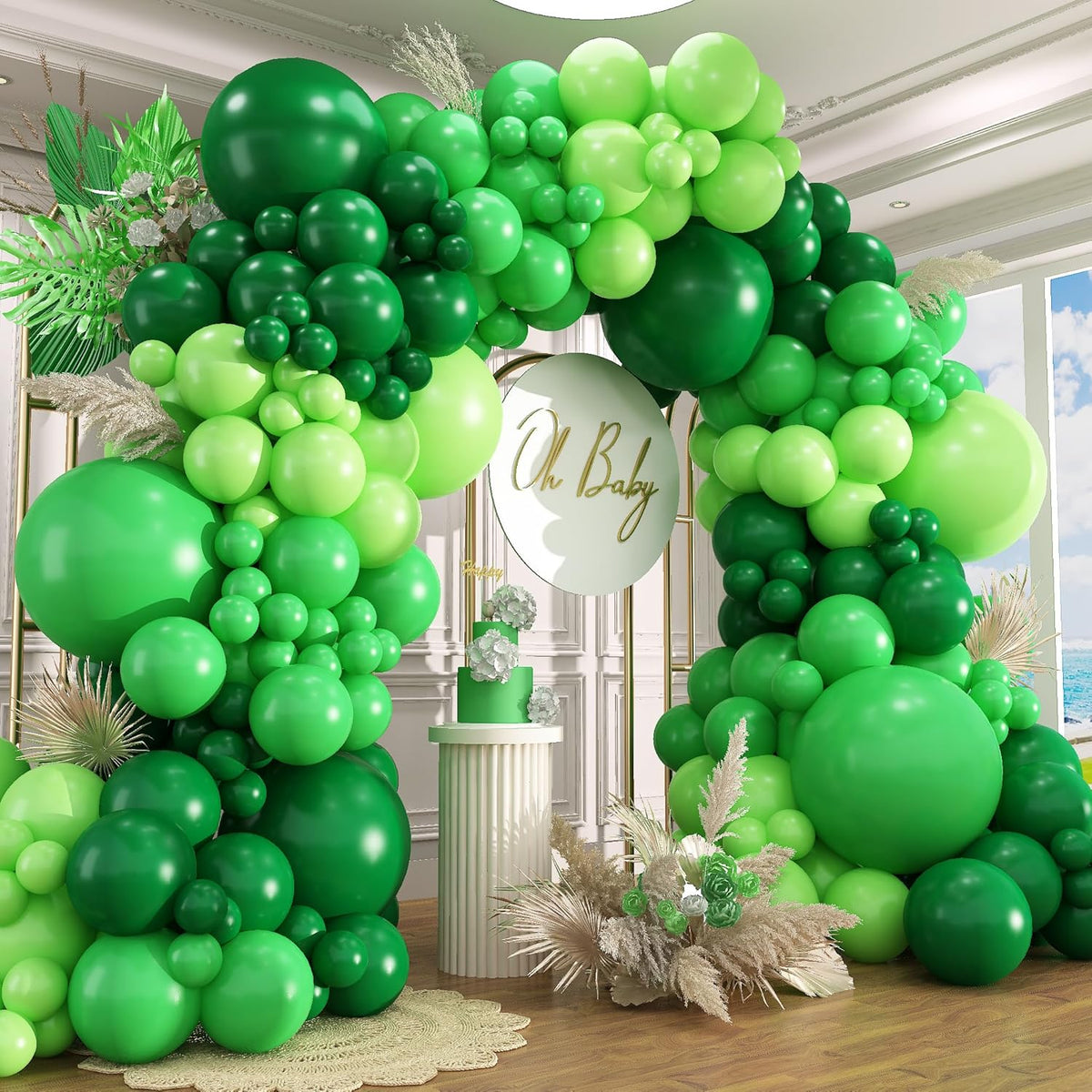 412pcs Green Balloon Garland Arch Kit, 18 12 10 5 inch Different Sizes Balloons for Green Jungle