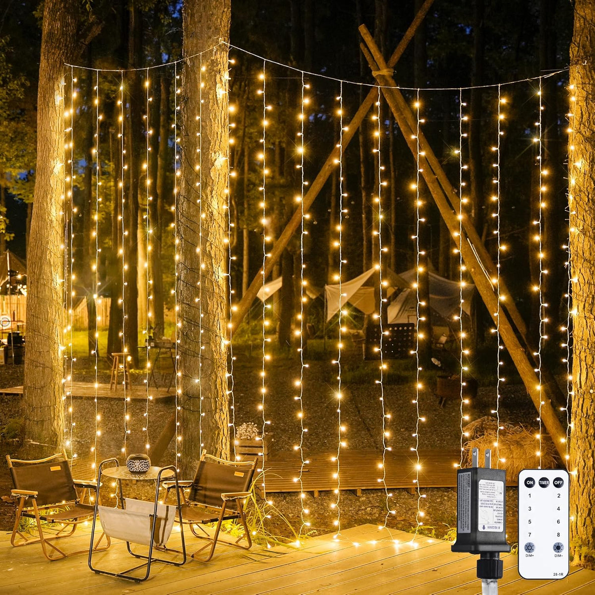 JMEXSUSS 900 LED Outdoor Christmas Curtain Lights, 9.5x29.5ft Christmas Lights Plug in with Remote