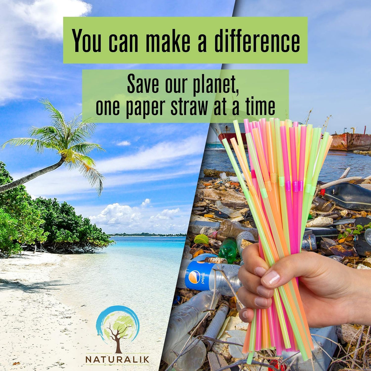 300-Pack Multi-Color Extra Durable Paper Straws - Biodegradable Premium Paper Straws for Juices