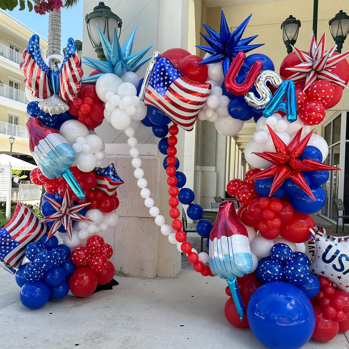 3pcs 26inch 3D Red white Explosion Star foil balloon, red white Foil Cone Star burst Balloons for