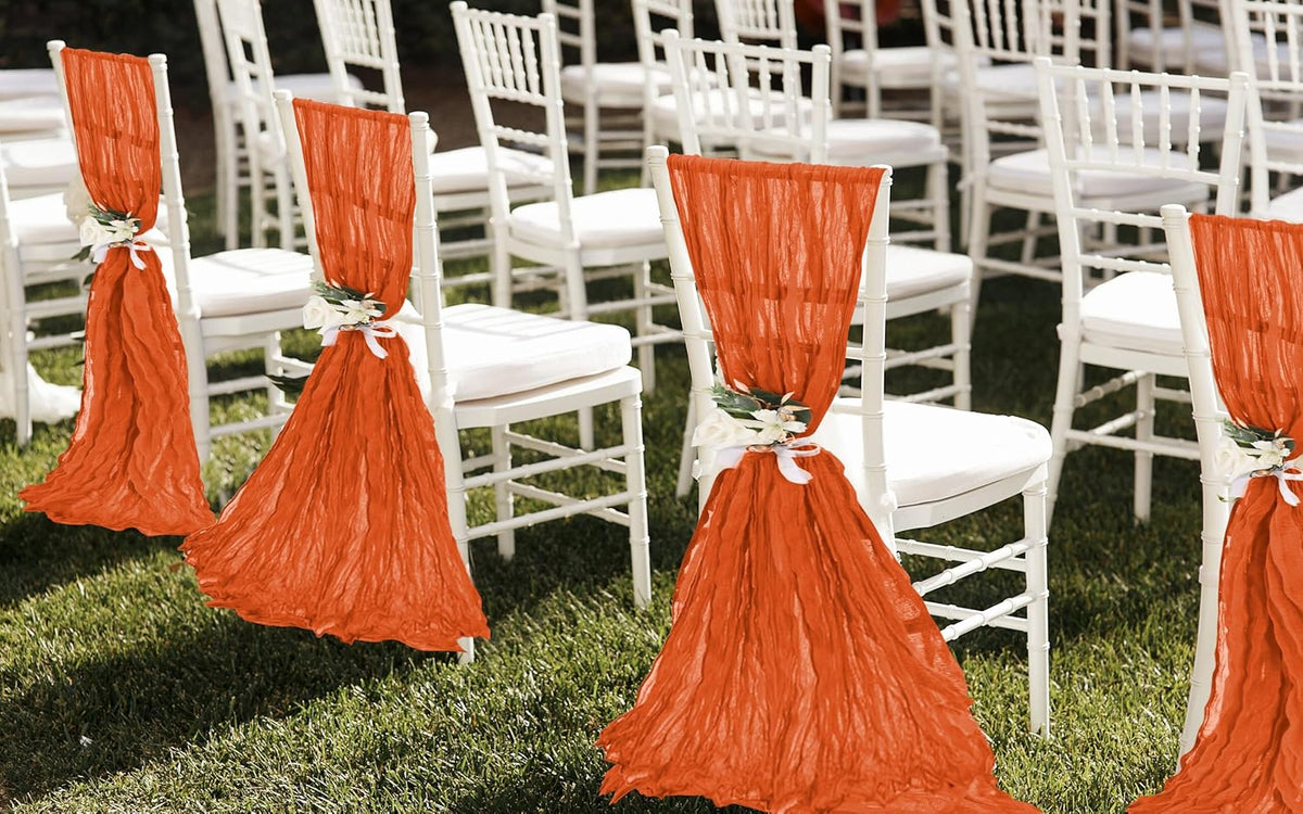 50 PCS Cheesecloth Chair Sashes, Bows Designed ChairSashes, 15.7x70 inch Chair Sashes for Aisle