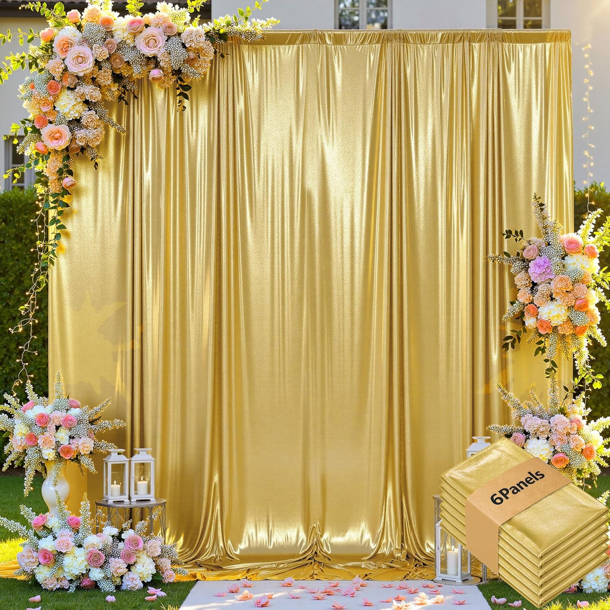 leegleri 30x10ft Thick Gold Glitter Backdrop Curtain Panels for Parties, Wrinkle Free Sparking