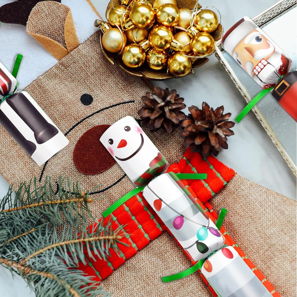 12 Pack Christmas No-snap Party Table Favors, Christmas Themed Holiday Supplies with Party Hat