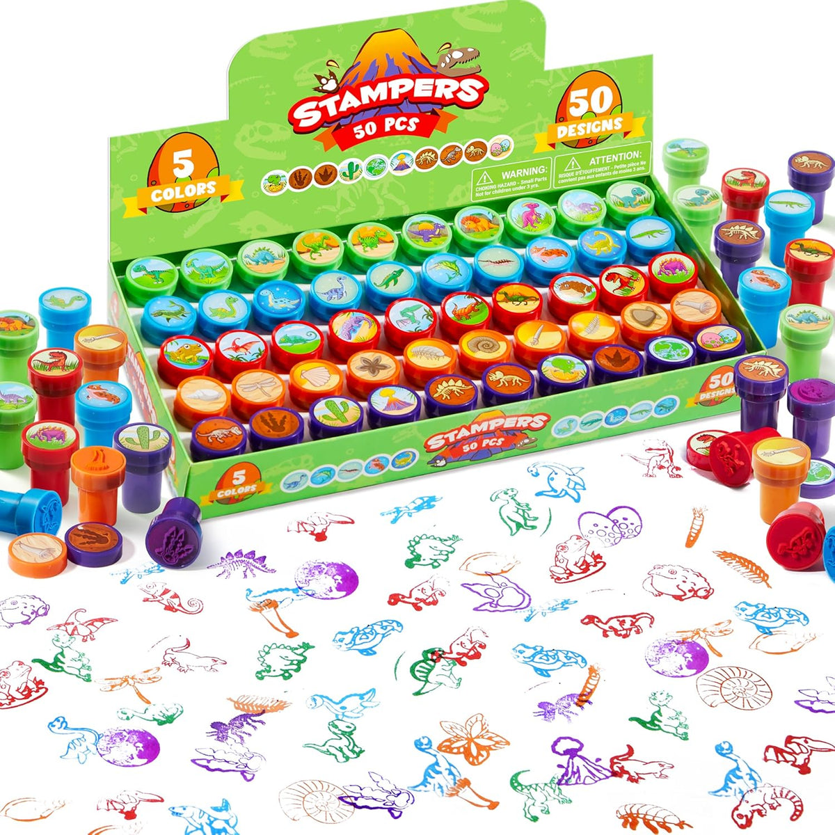 JOYIN 50PCS Dinosaur Stamps for Kids, 50 Different Designs, Fossils, Sea Creatures, Stamps for