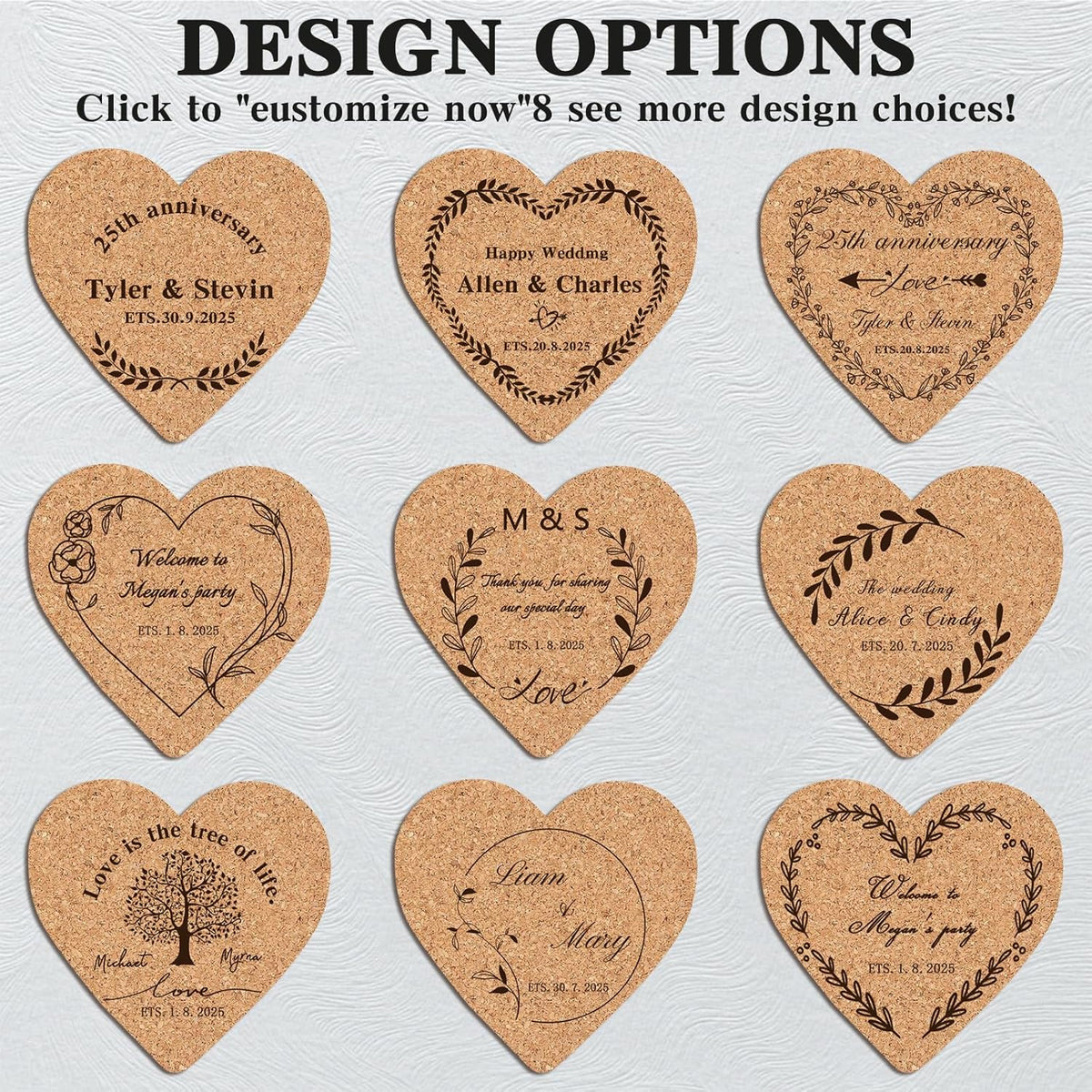 Custom Coasters Personalized Cork Coasters Bulk with Logo Wedding Personalized Cork Natural Wood