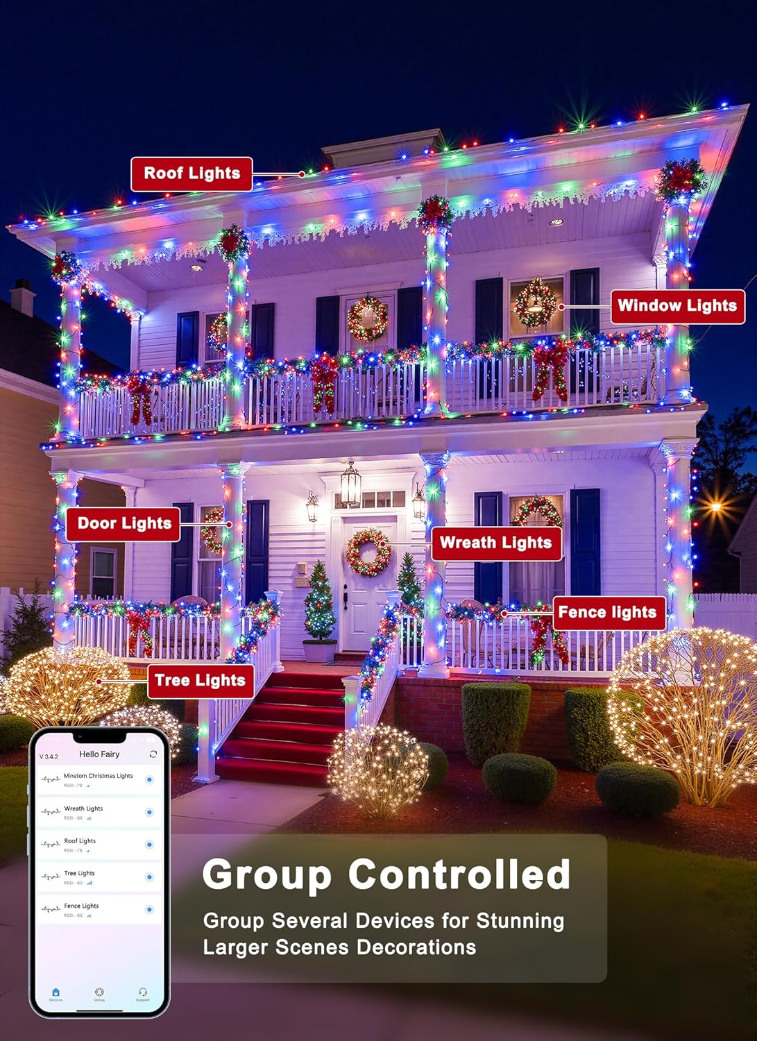 Minetom LED Color Changing Smart RGB Christmas Tree Lights, 82ft 250LED String Lights, 16 Milion
