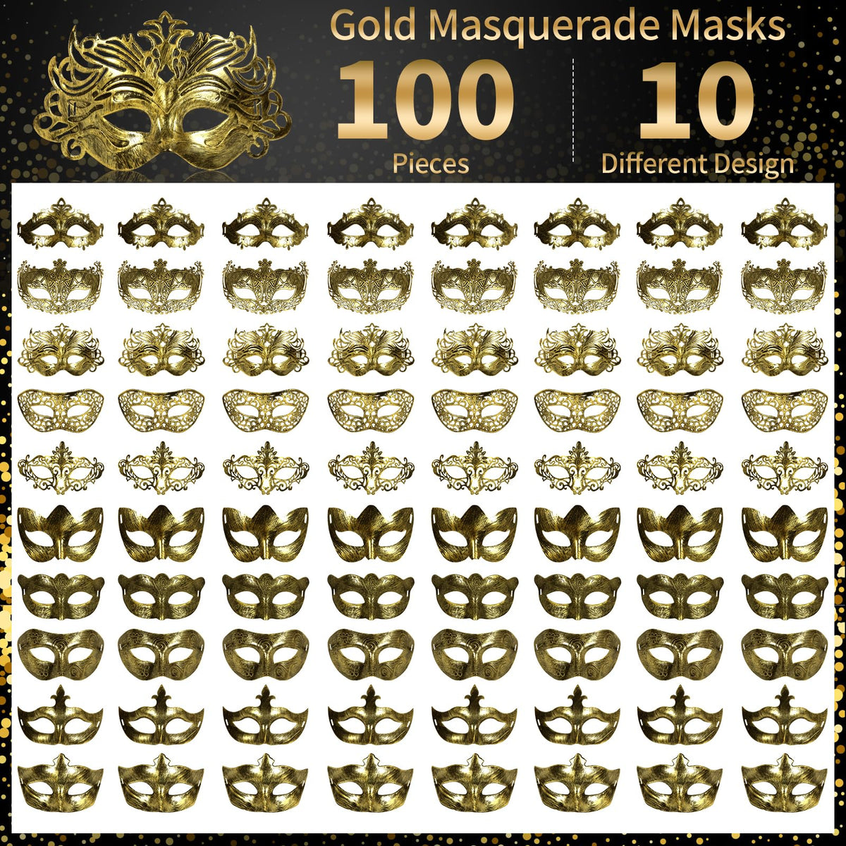 yeload Masquerade Masks 100 Bulk Vintage Masks of Masquerade Party, Venetian, Mardi Gras