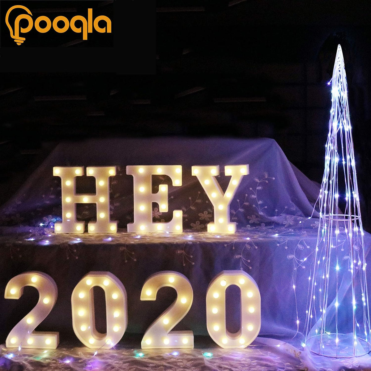 Pooqla LED Marquee Letter Lights Sign, Light Up Alphabet Letter for Home Party Wedding Decoration I