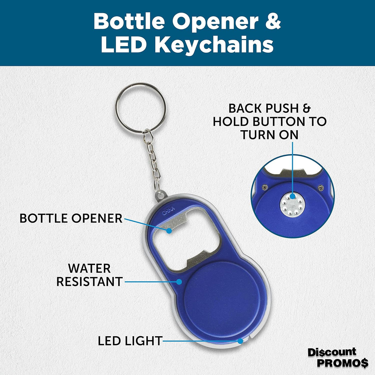 Bottle Opener & LED Keychains Set of 10, Bulk Pack - Perfect for Tradeshows, Party Favors, Other