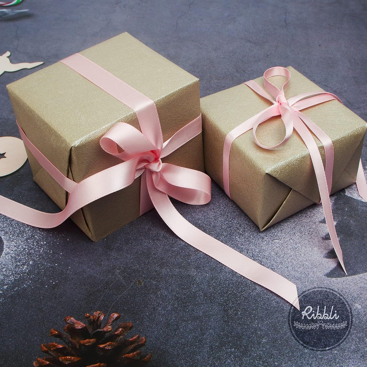Ribbli Double Faced Light Pink Satin Ribbon,1/2” x Continuous 25 Yards,Use for Bows Bouquet,Gift