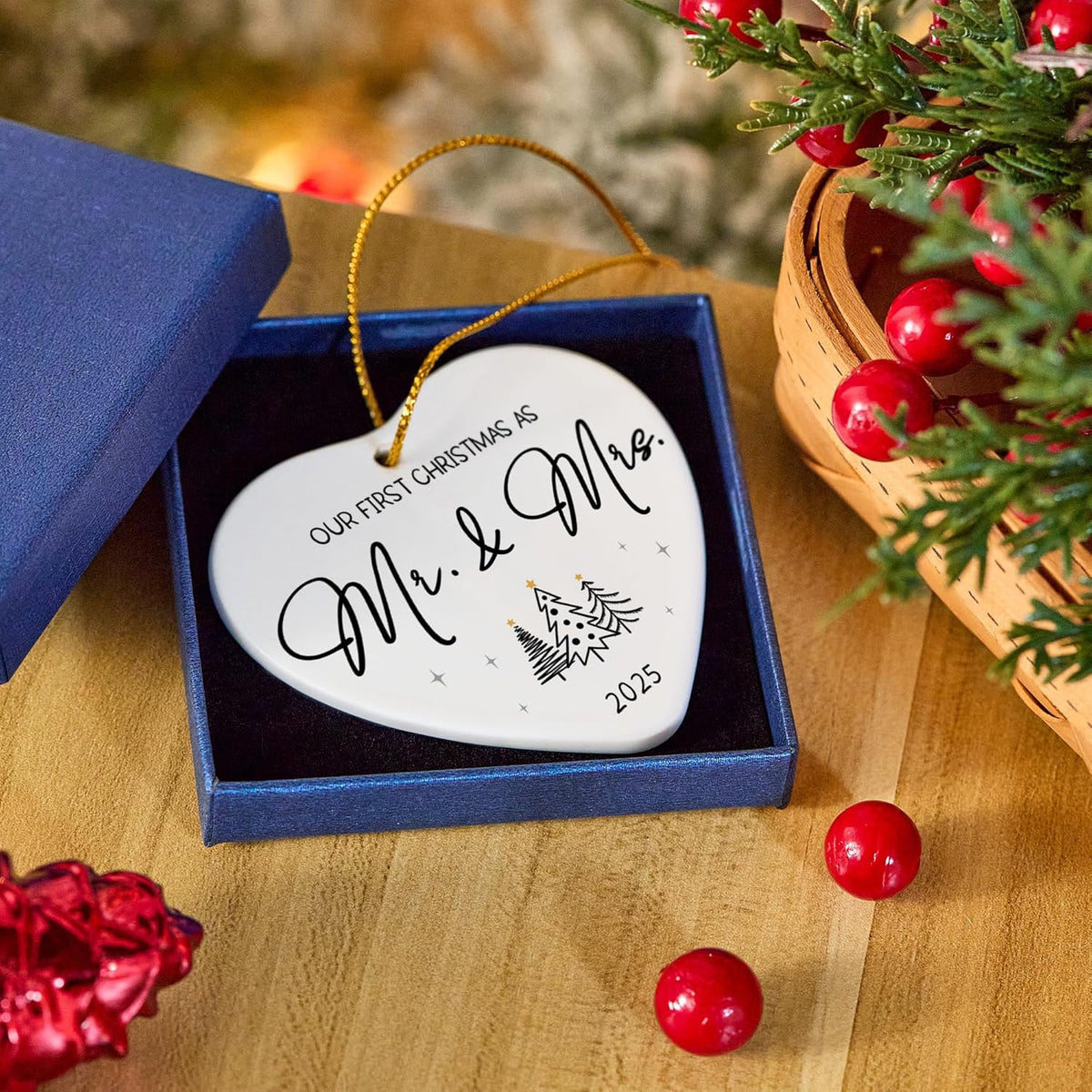 Wedding Gifts for Couples 2025,First Christmas Married Ornament 2025 Mr and Mrs Gifts,Bridal Shower