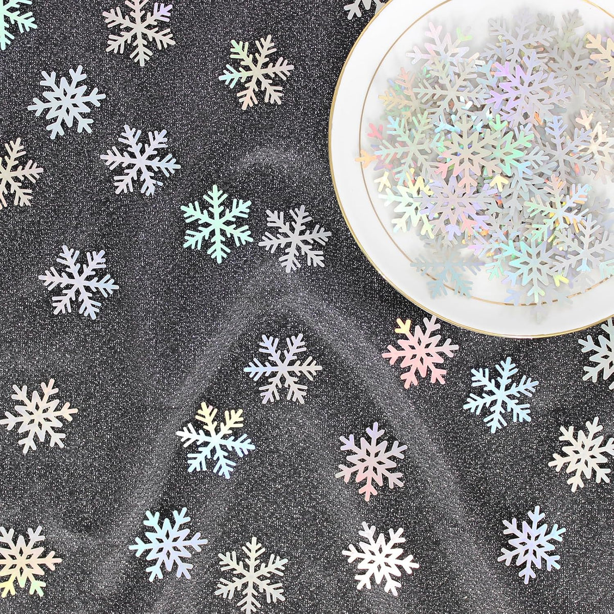 200PC Iridescent Snowflakes Confetti for Winter Wonderland Party Decorations Snowflake Table