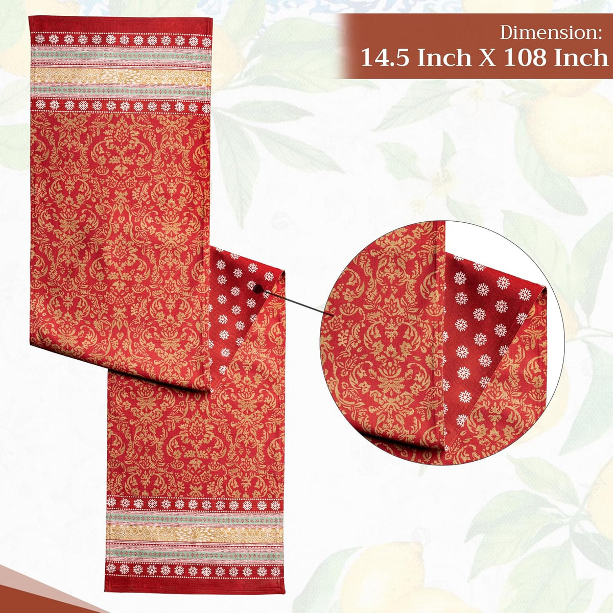 Maison d' Hermine Table Runner 100% Cotton Double Layer Table Runners 108 inches Long Decorative