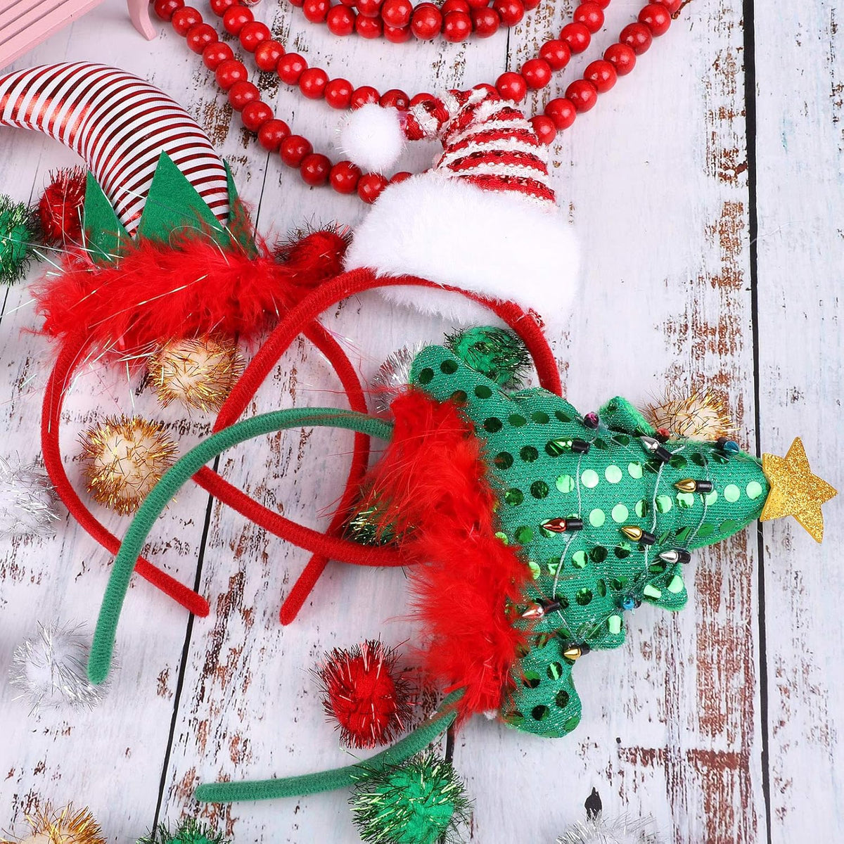 URATOT 9 Pack Creative Holiday Headbands Christmas Party Costume Headwear Elves Party Hats Reindeer