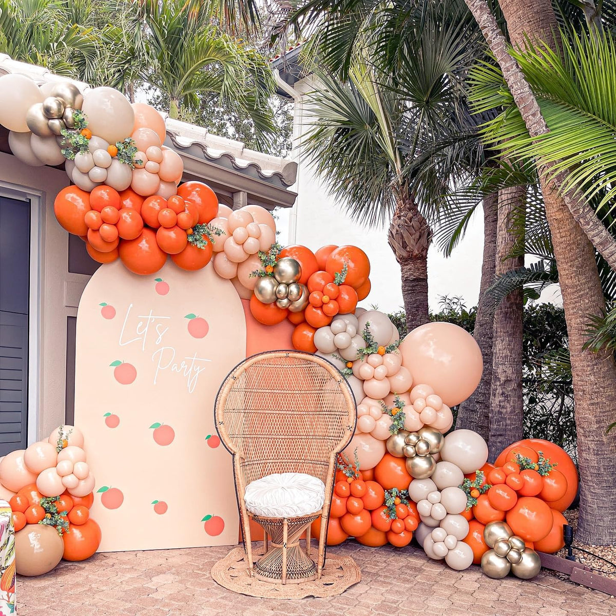 Paready Burnt Orange Balloons Set, 50Pcs Orange and Apricot Balloons, 12 Inch Metallic Confetti