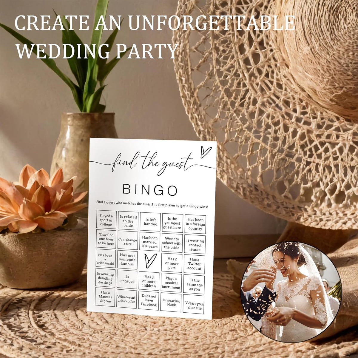 Fun Wedding Shower Bingo 25Pcs Prefilled Find The Guest Bingo Game Cards Engaging Bridal Party
