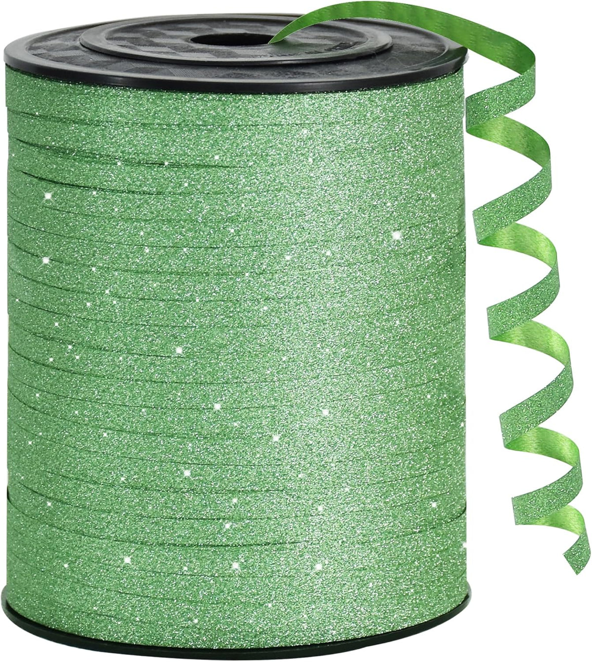 BEISHIDA Light Green Sage Glitter Ribbon - 500 Yards Curling Crimped, Shiny Balloon String for Gift