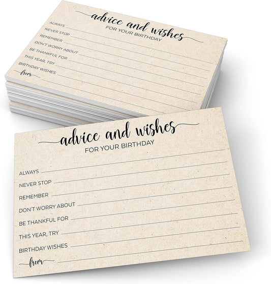 321Done Birthday Wishes and Advice Tan-Kraft (50) 4x6" Cards - Good Advice, Best Wishes, Memories