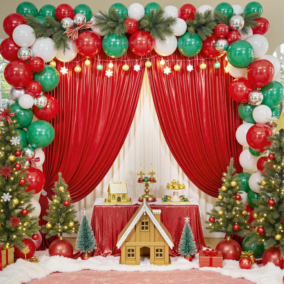 20x10ft Thick Red Glitter Backdrop Curtain Panels for Parties, Wrinkle Free Sequin Sparking Photo