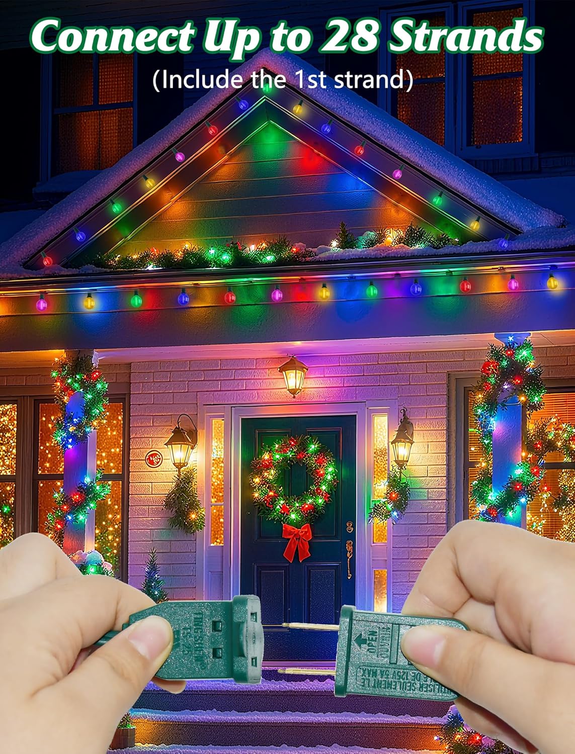 SUNSGNE 25FT LED Colored Christmas Lights with 25 G40 LED Shatterproof Frosted Multicolor Globe