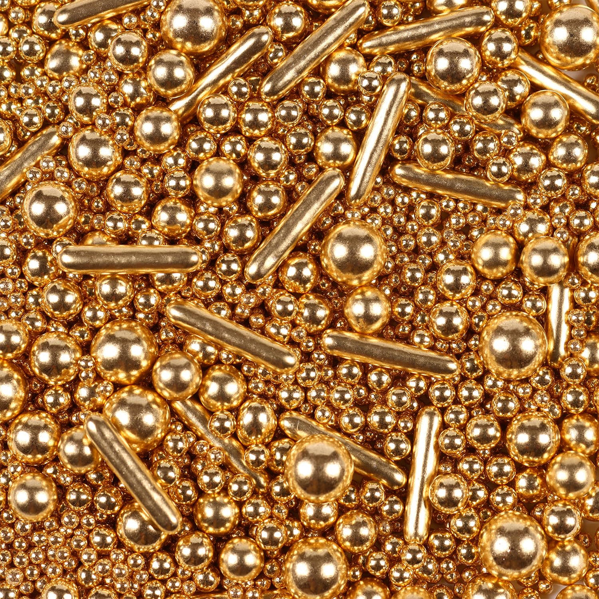 Gold Pearl Sprinkles for Cake Decorating, Pearl Metallic Rod Mix, 4.23 oz Gold Sprinkles for