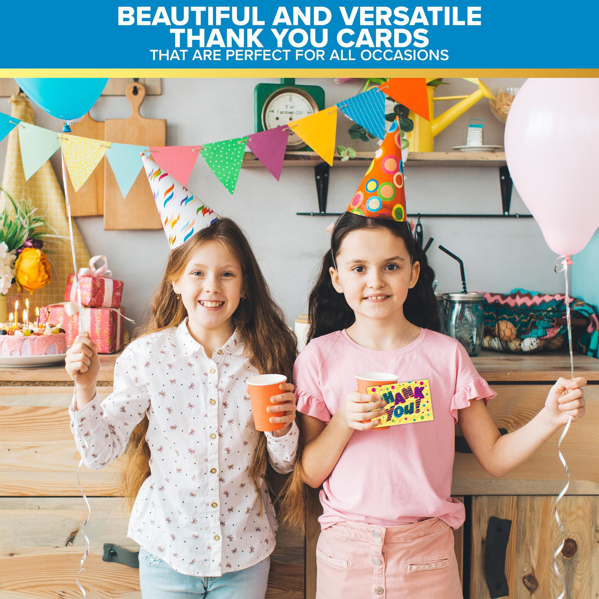 Decorably 24 Pack 6x4in Kids Thank You Cards for Boys & Girls