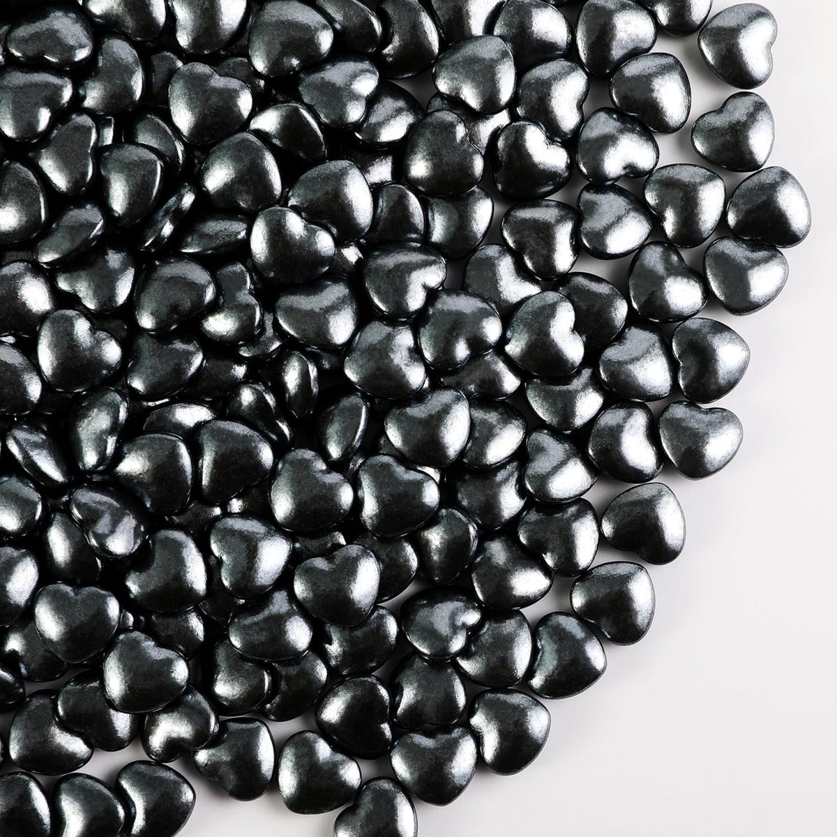 Kasvan Black Heart Shapes Sprinkles - Edible Candy Pearls 130g/4.58 Oz, Mix Size, Baking Cake