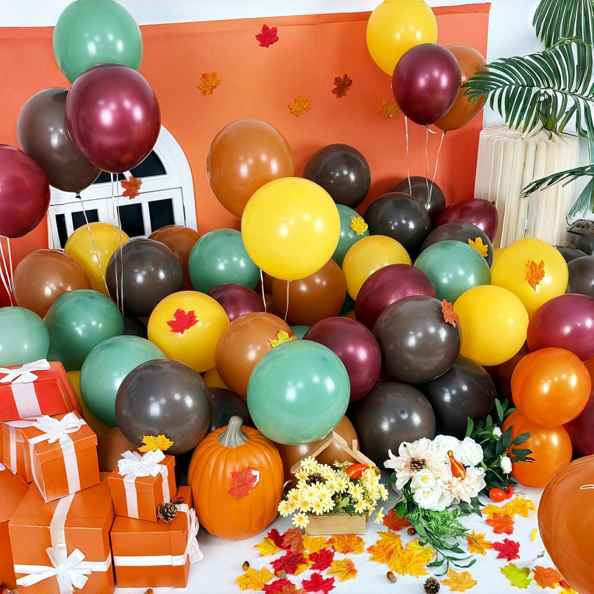 Fall Color Balloons, Burnt Orange Terracotta Mustard Yellow Burgundy Sage Green Coffee Brown Autumn
