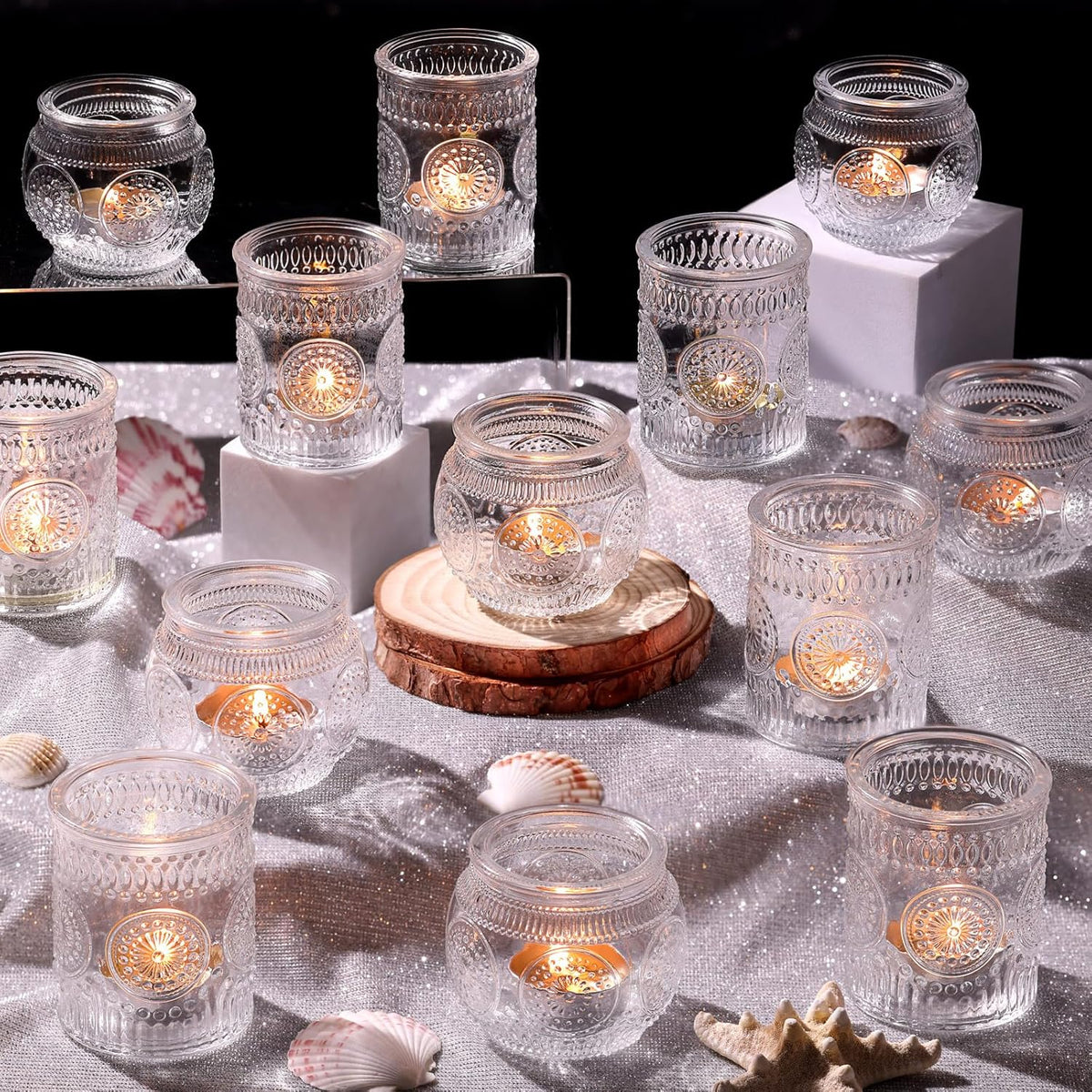 DARJEN 24Pcs Clear Votive Candle Holders - Glass Tea Light Candle Holder, Candle Holders Bulk