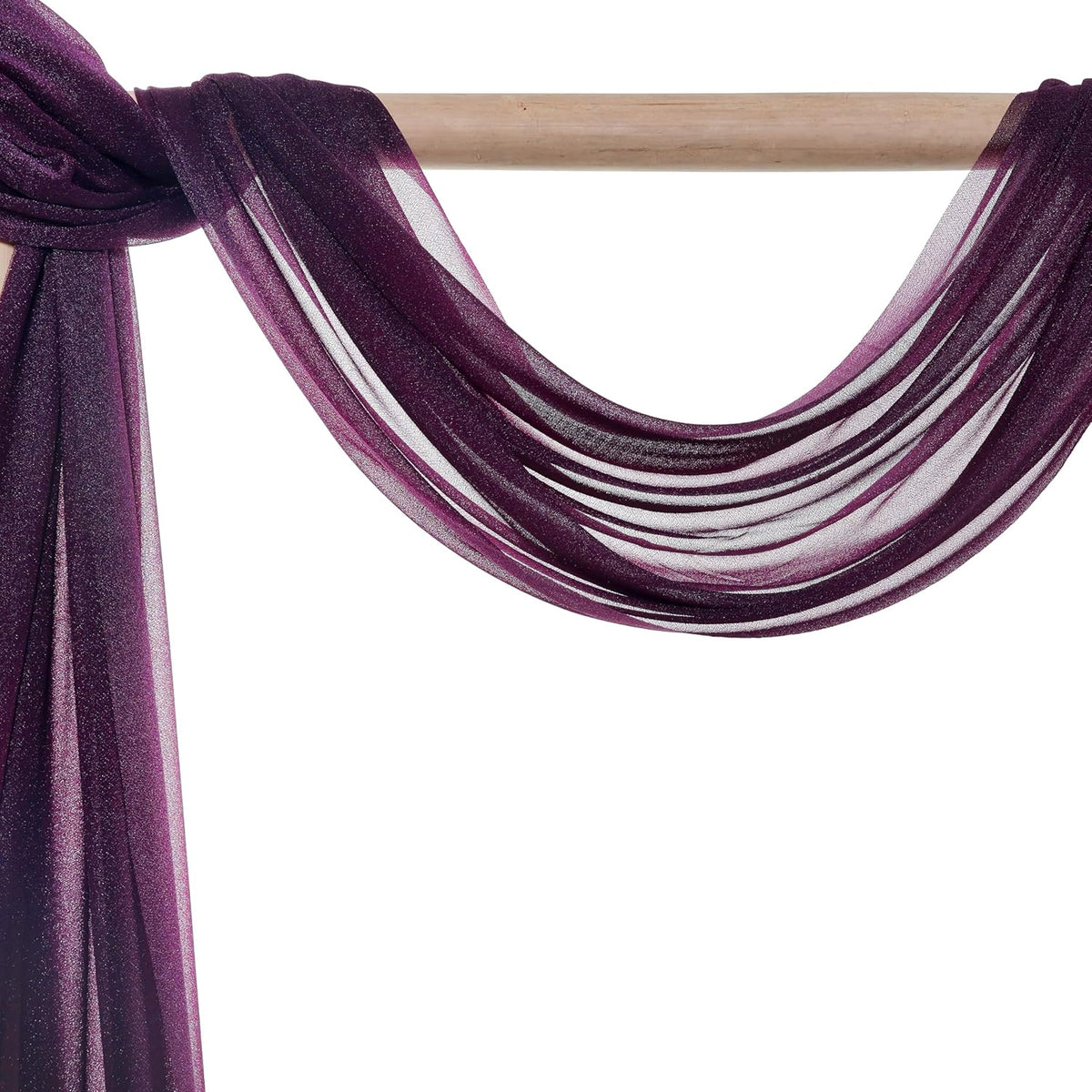 VDS Pack of 2 Panel (30 Inch X 40 Feet) Wedding Arch Draping Fabric Sheer Chiffon Fabric Drapery