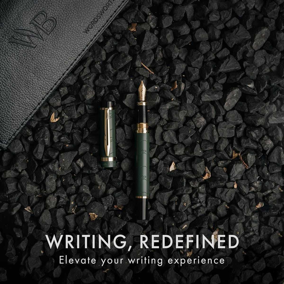 Wordsworth & Black Primori Fountain Pen Set [Green Gold]; Medium Nib, Gift Case, 24 Ink Cartridges