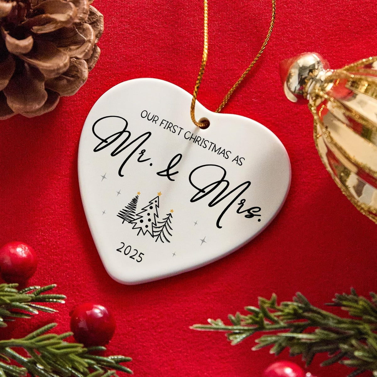 Wedding Gifts for Couples 2025,First Christmas Married Ornament 2025 Mr and Mrs Gifts,Bridal Shower