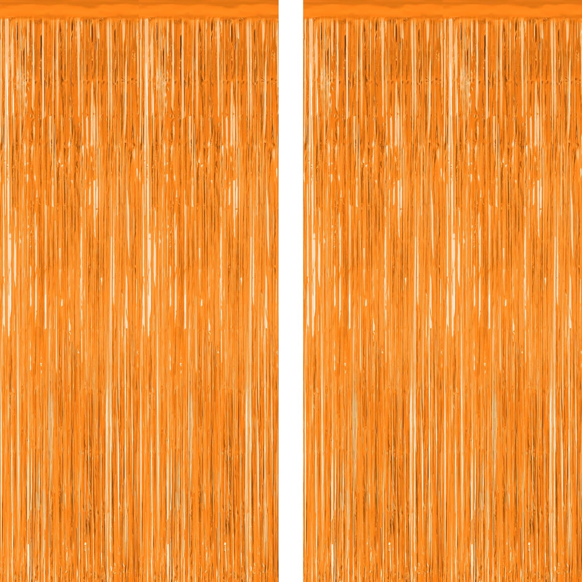 2 Pack Backdrop Curtains, 3.28 FT x 7.05 FT Orange Color Tinsel Backdrop, Metallic Party Streamer