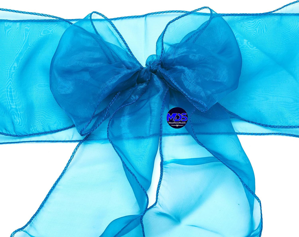 MDS Pack of 10 PCS Organza Chair Sashes Wider Dining Chair Bows Ribbon Tie Back for Wedding Party
